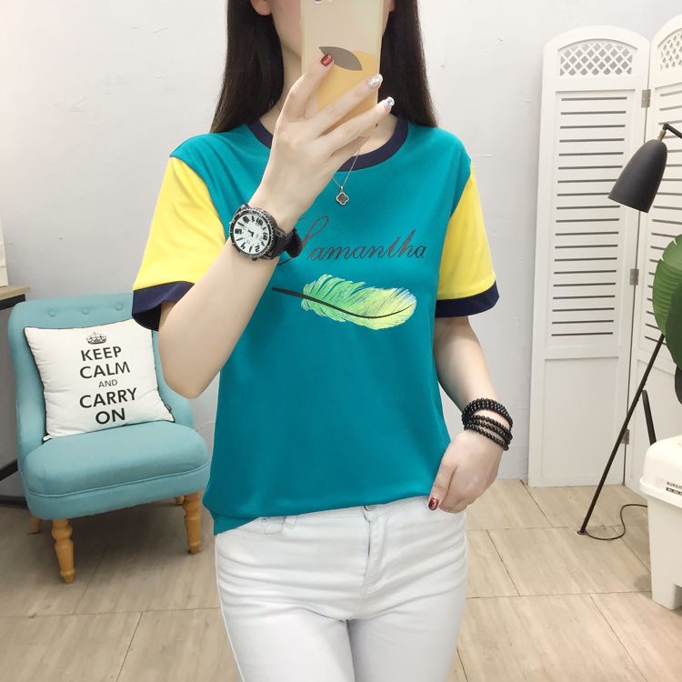 All-match loose T-shirt short sleeve printing tops for women