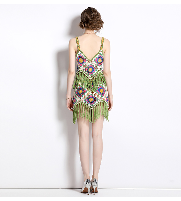 Crochet colors hollow fashion high waist skirt 2pcs set
