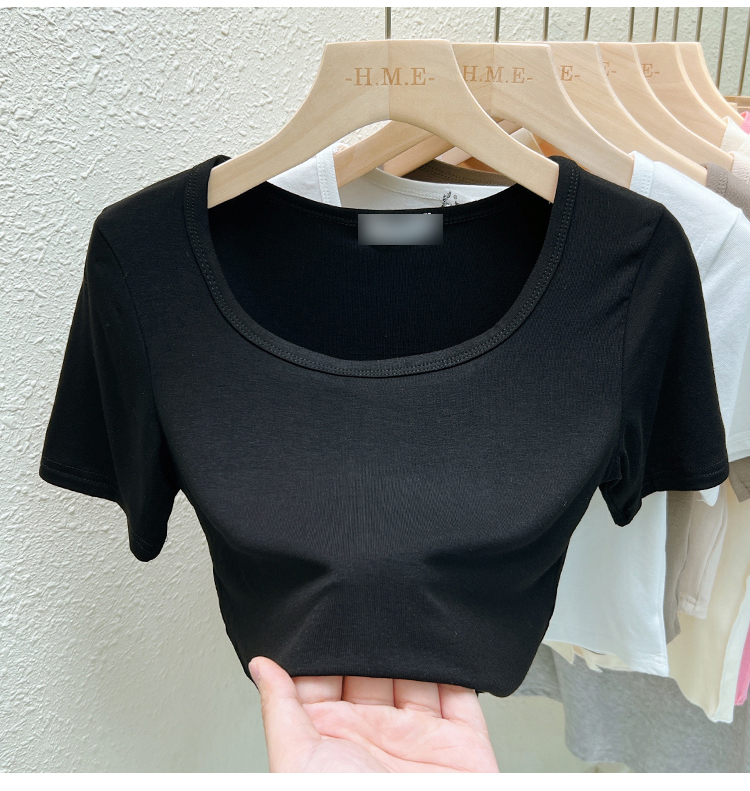 Low collar slim tops summer T-shirt for women
