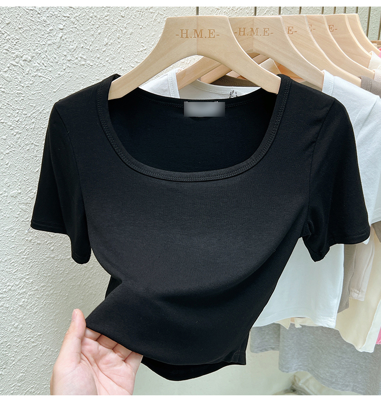 Low collar slim tops summer T-shirt for women
