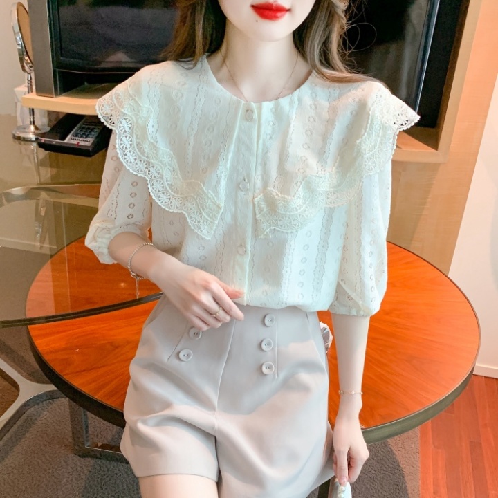 Doll collar small shirt short sleeve chiffon shirt