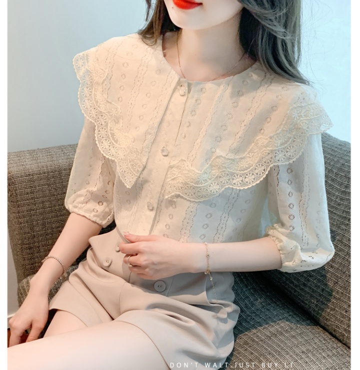 Doll collar small shirt short sleeve chiffon shirt