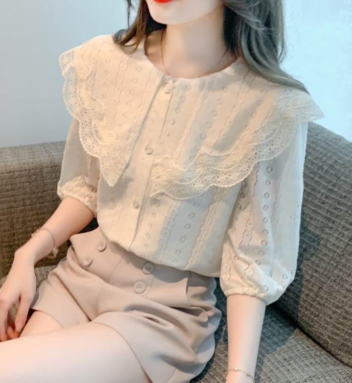 Doll collar small shirt short sleeve chiffon shirt