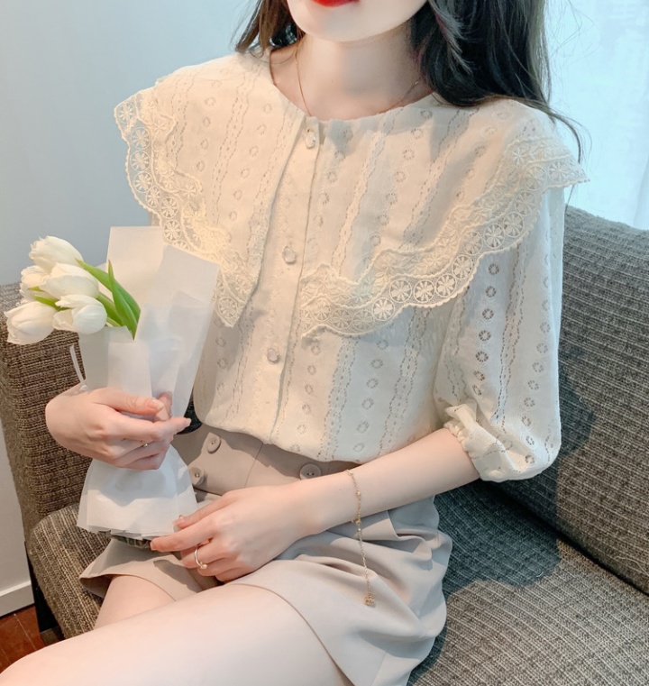 Doll collar small shirt short sleeve chiffon shirt