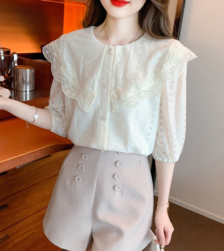 Doll collar small shirt short sleeve chiffon shirt