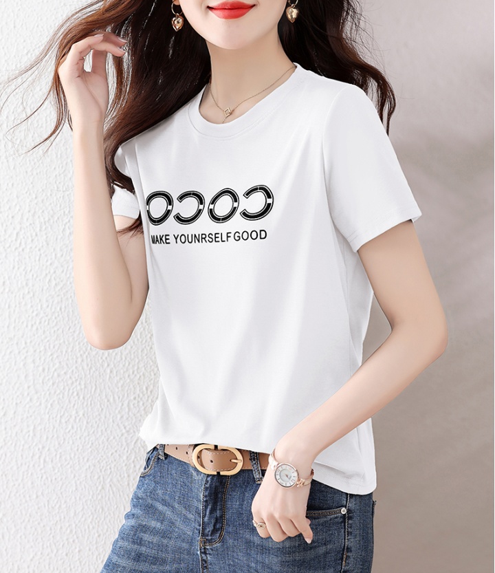 Short sleeve short T-shirt pure cotton tops for women