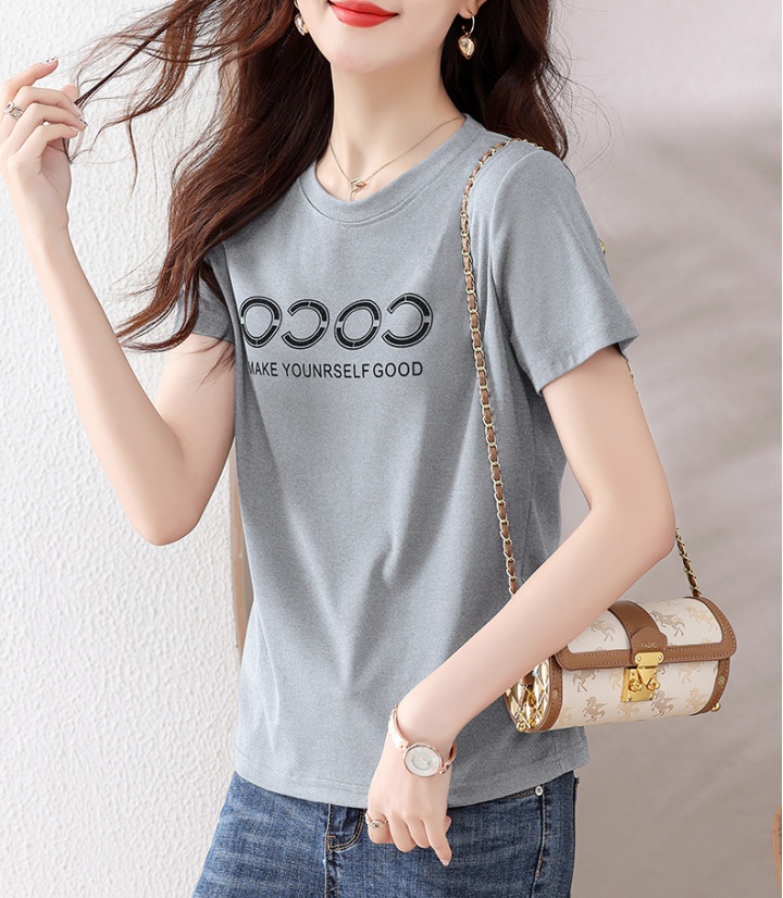 Short sleeve short T-shirt pure cotton tops for women