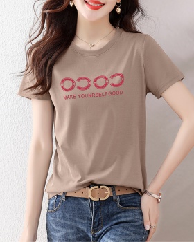Short sleeve short T-shirt pure cotton tops for women