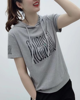 Pure cotton short hoodie fashionable tops for women
