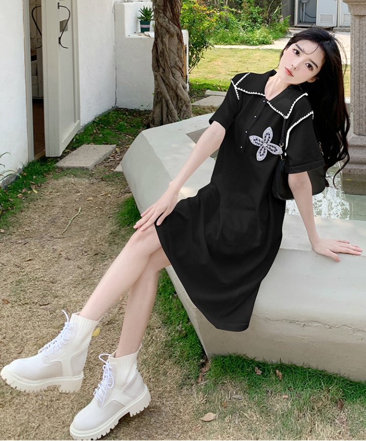 Large yard lapel fat Korean style dress for women