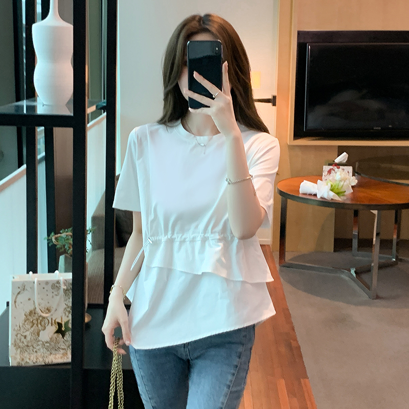 Short irregular T-shirt unique summer tops for women