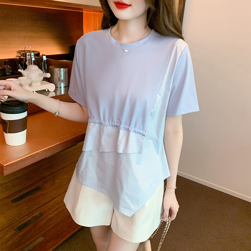 Short irregular T-shirt unique summer tops for women