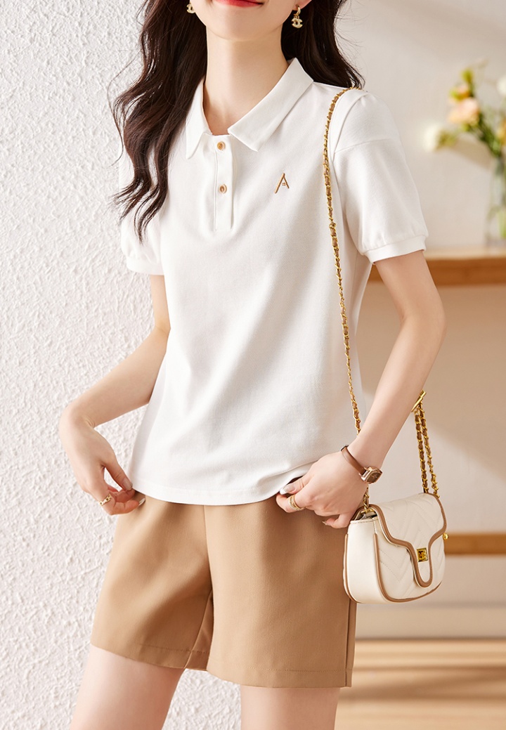 Summer simple embroidery Korean style short sleeve tops