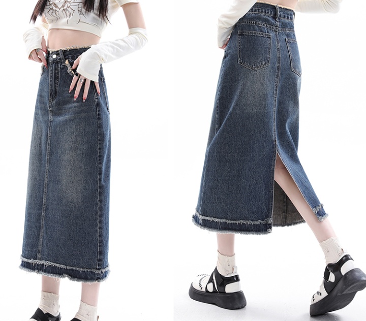 High waist all-match long split loose skirt for women