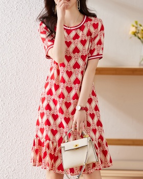 Korean style temperament heart printing dress for women