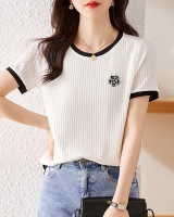 Black-white splice tops short sleeve T-shirt for women