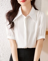 Short sleeve pure chiffon shirt lapel summer thin tops for women