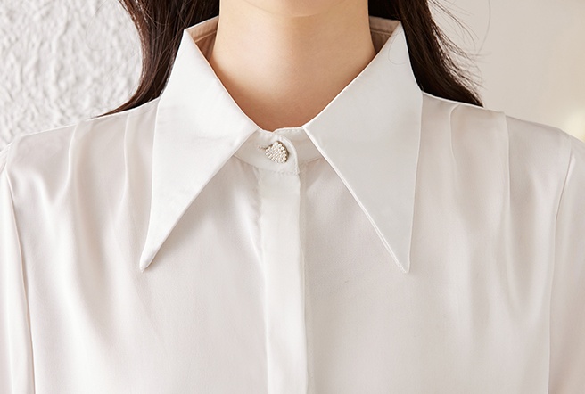Short sleeve pure chiffon shirt lapel summer thin tops for women