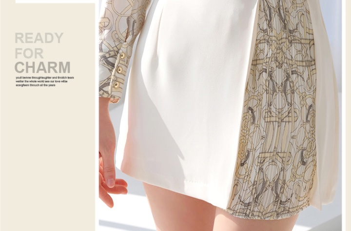 High waist summer shirt temperament long sleeve skirt 2pcs set