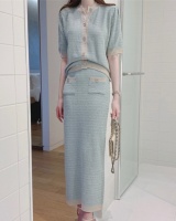 Knitted skirt fashion and elegant cardigan 2pcs set