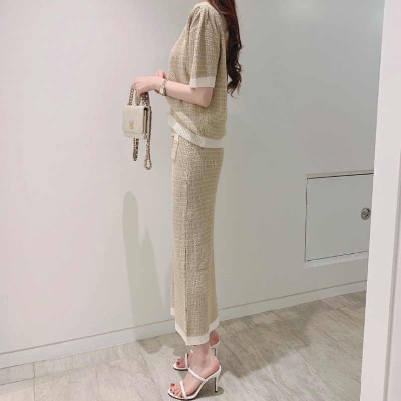 Knitted skirt fashion and elegant cardigan 2pcs set