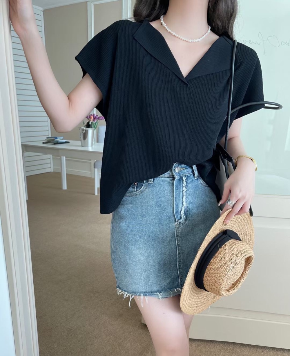 Short sleeve thin summer shirts knitted loose Korean style T-shirt