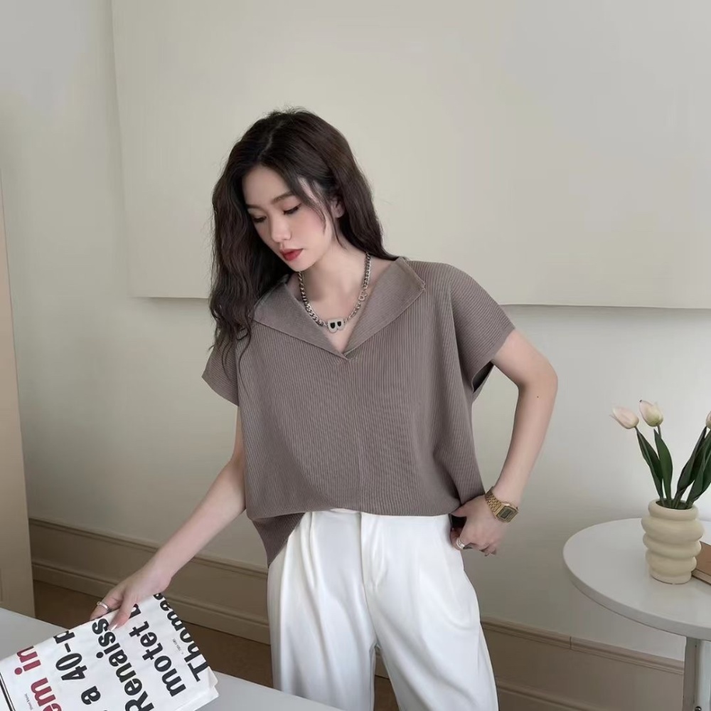 Short sleeve thin summer shirts knitted loose Korean style T-shirt