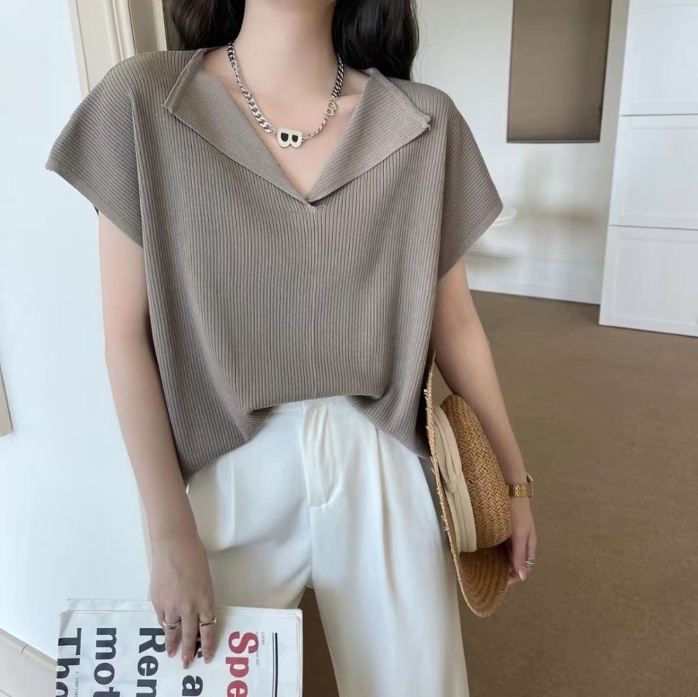 Short sleeve thin summer shirts knitted loose Korean style T-shirt