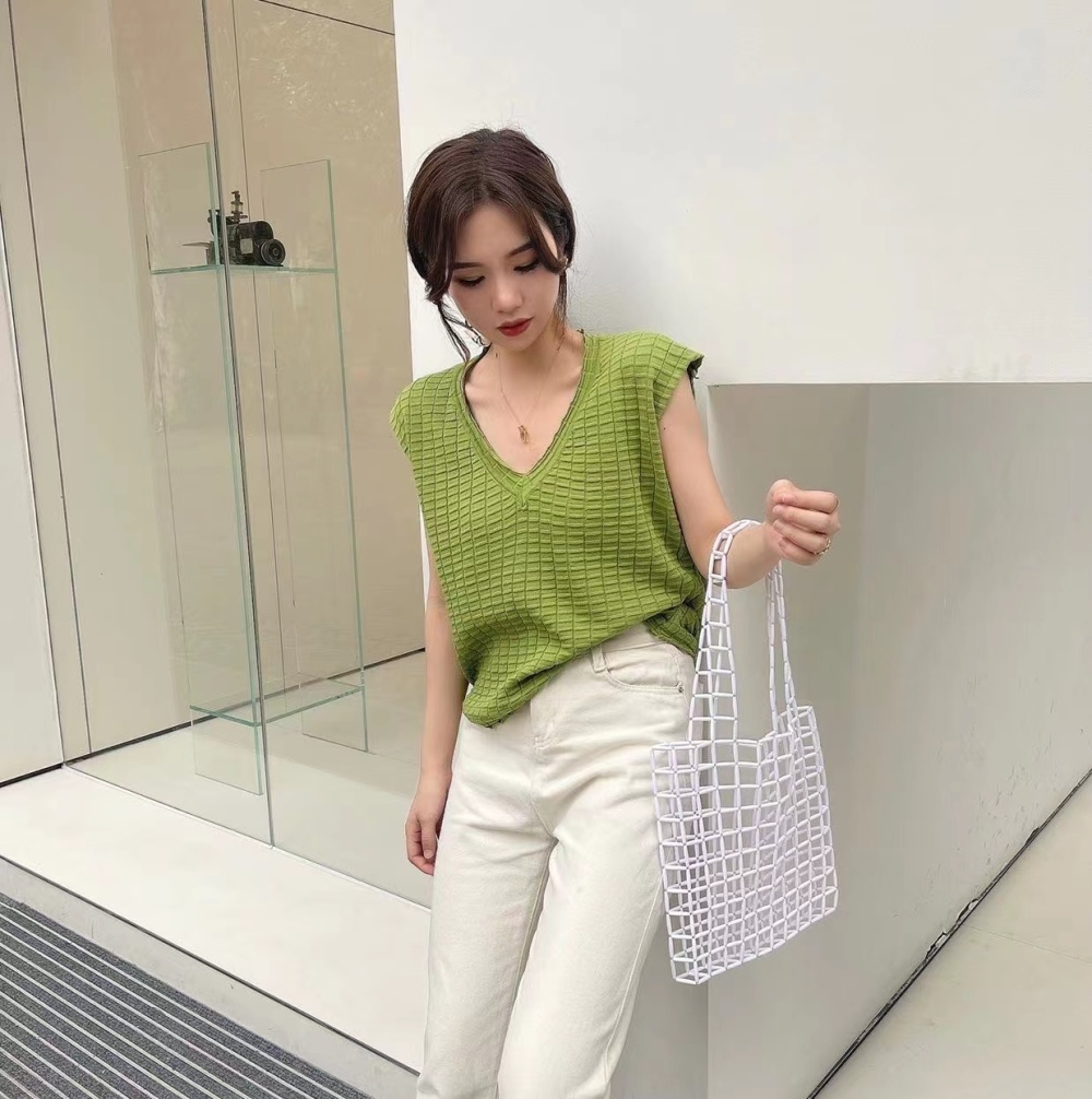 Knitted all-match waistcoat pure pullover vest for women