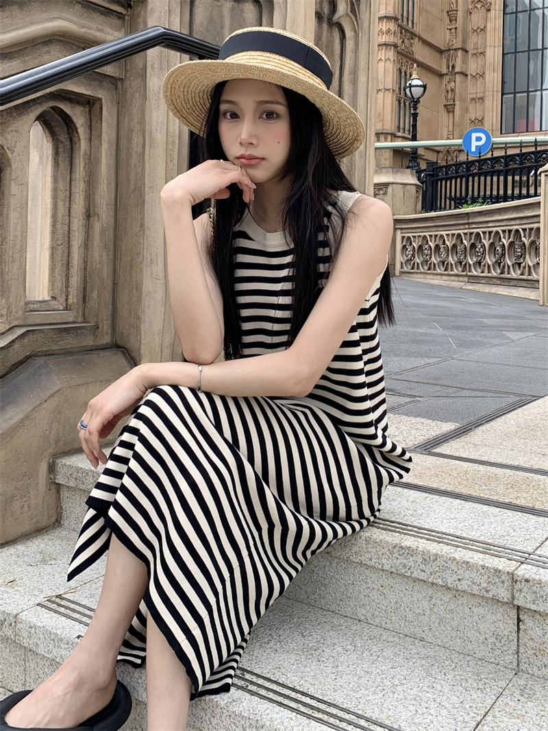 Stripe sweet style sleeveless dress sleeveless dress