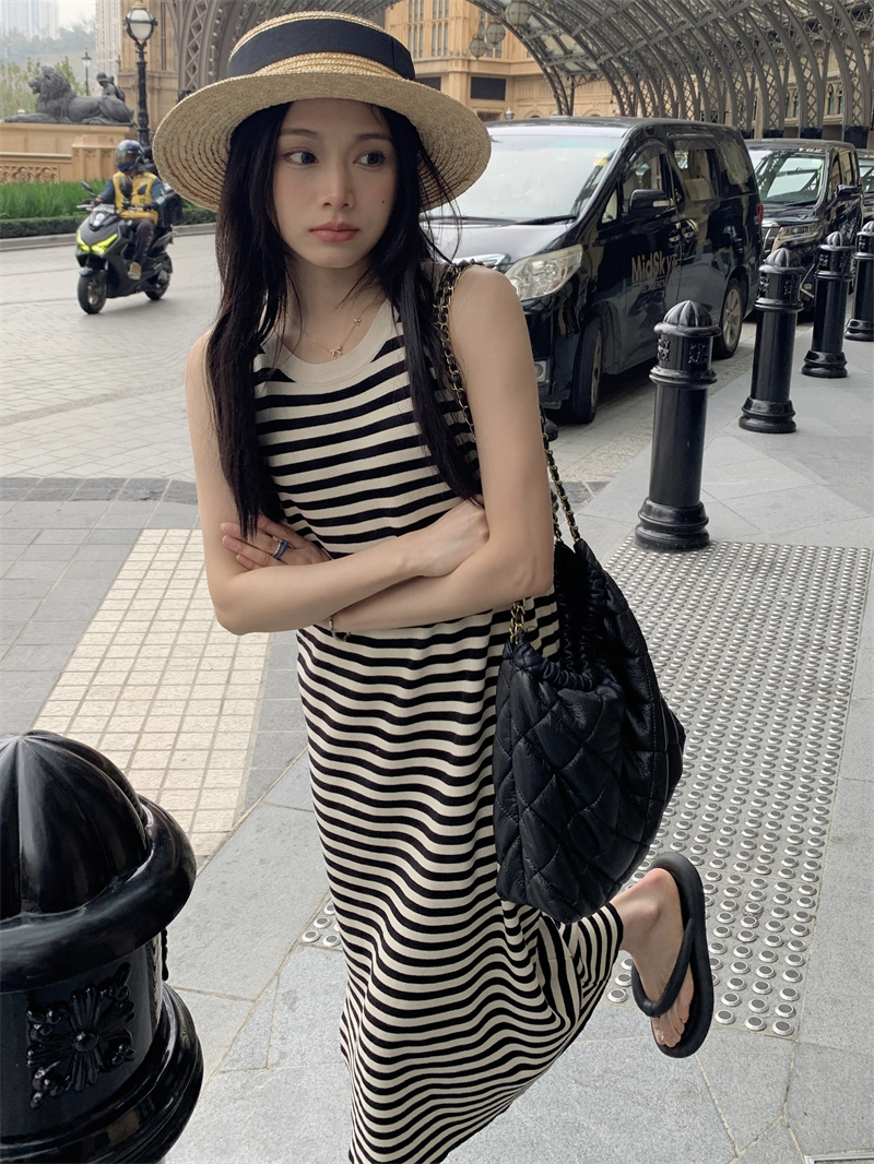 Stripe sweet style sleeveless dress sleeveless dress