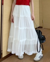 Hollow splice lady white lace skirt