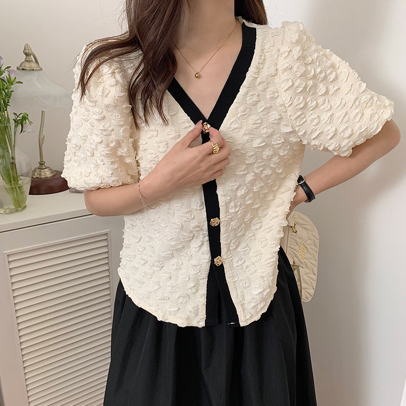 Summer lantern sleeve tops all-match shirt for women