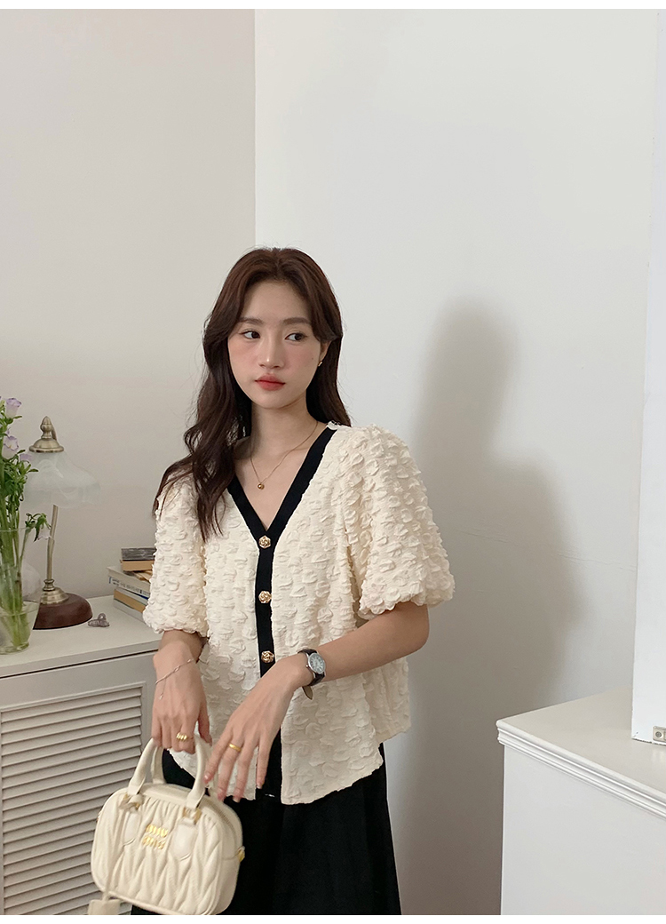 Summer lantern sleeve tops all-match shirt for women