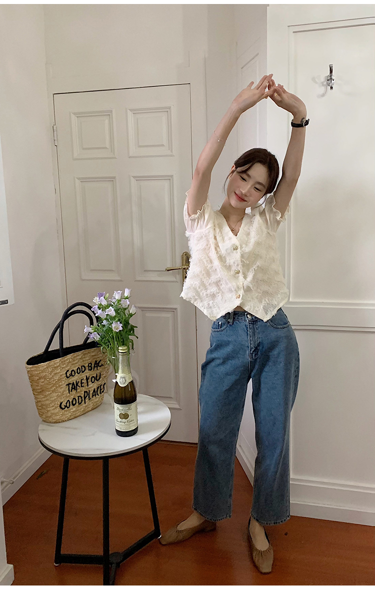 All-match Korean style shirt V-neck tops for women