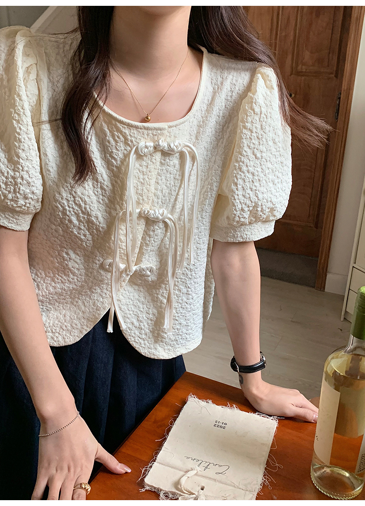 Chinese style Korean style shirt summer bubble tops