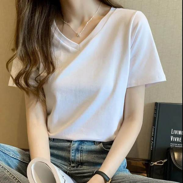 All-match bottoming shirt pure cotton tops for women