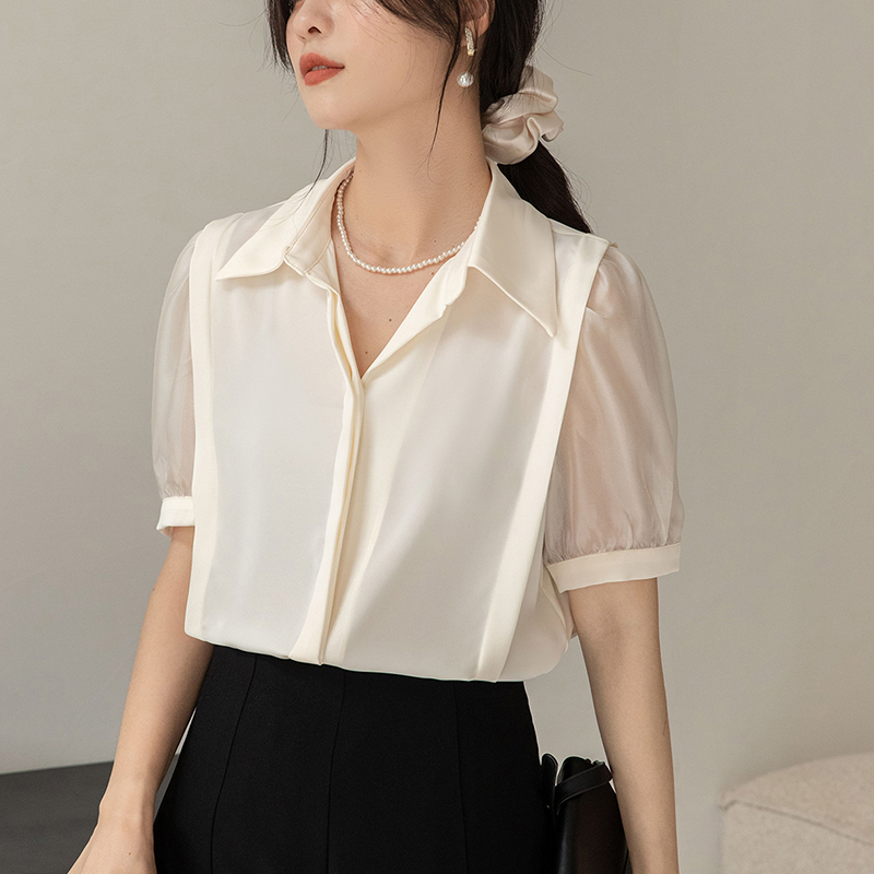 Korean style summer tops short sleeve shirt for women