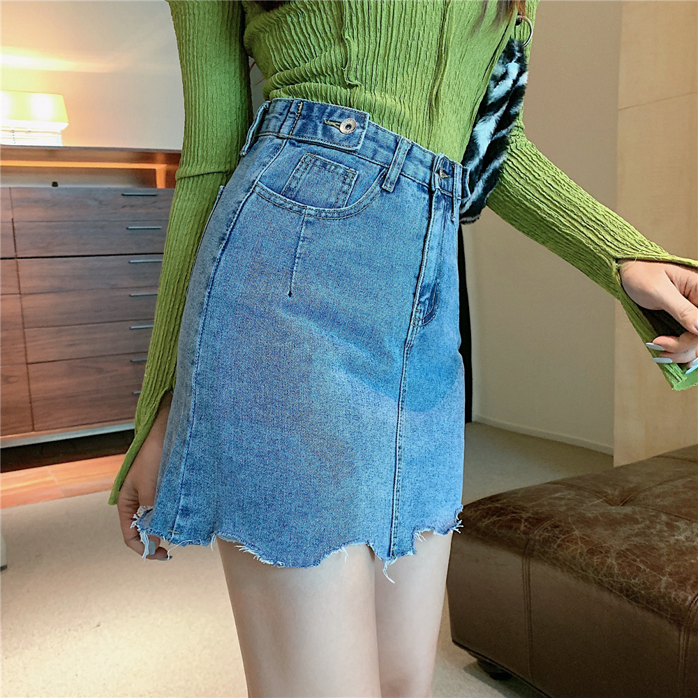 Korean style fat buckle short skirt slim irregular skirt for women