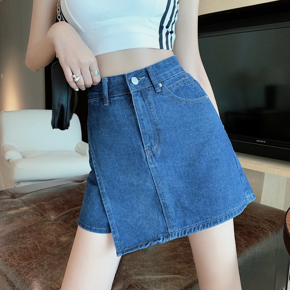 Fat denim large yard pants retro slim short skirt for women