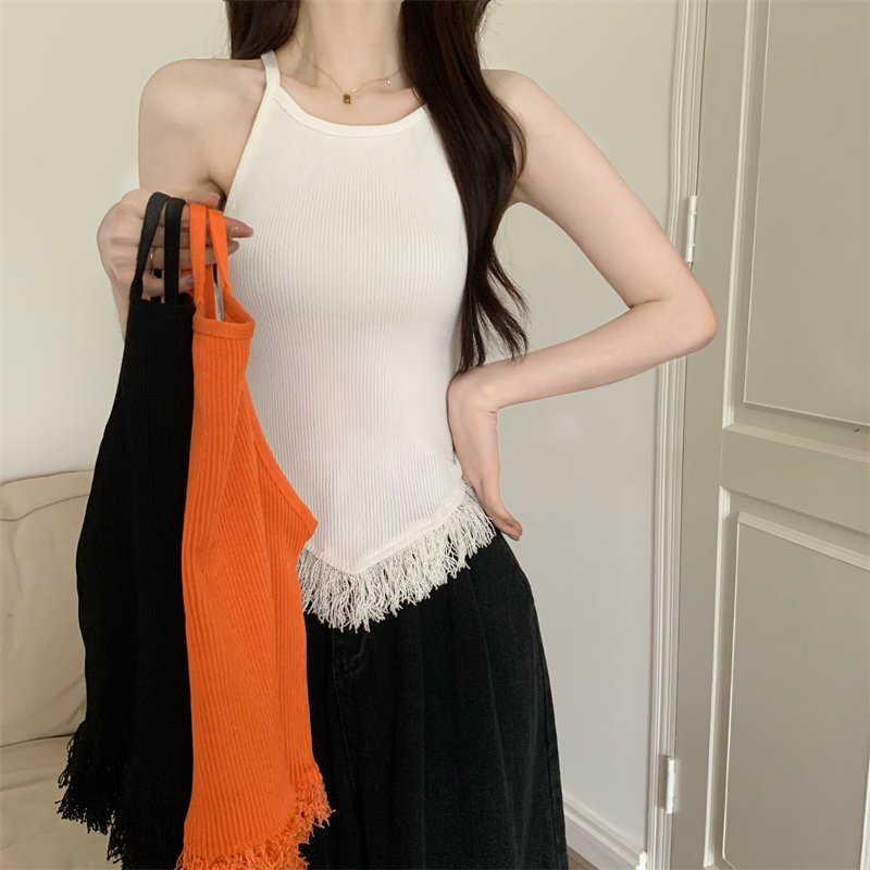 Wears outside tassels vest knitted halter small sling for women