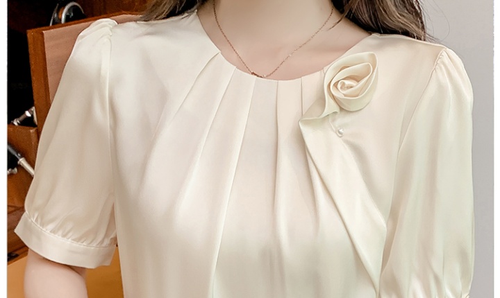 Ladies lace lotus leaf collar tops splice fashion shirt