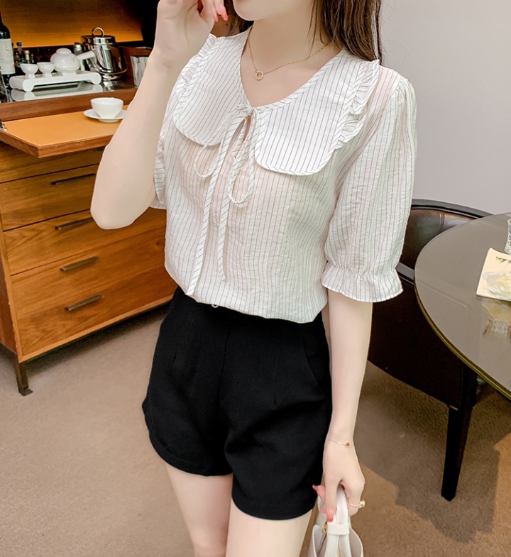 Stripe unique summer tops frenum lazy shirt for women