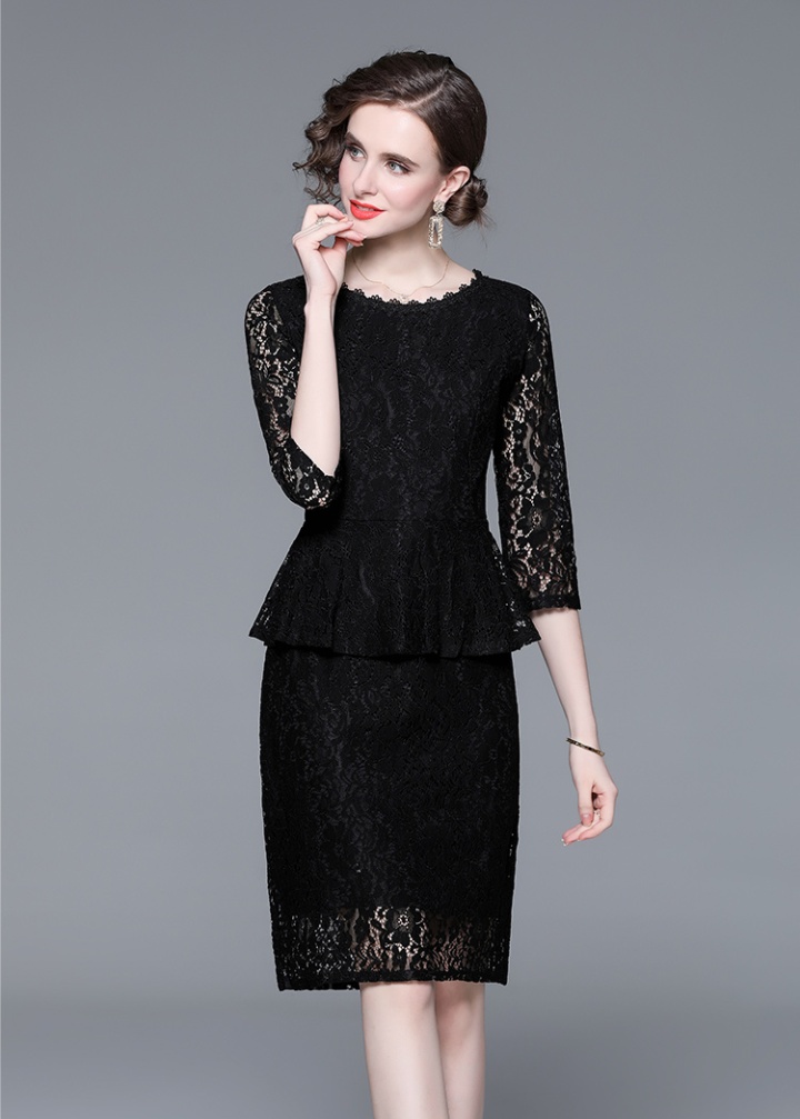 Slim spring and autumn lace temperament simple dress