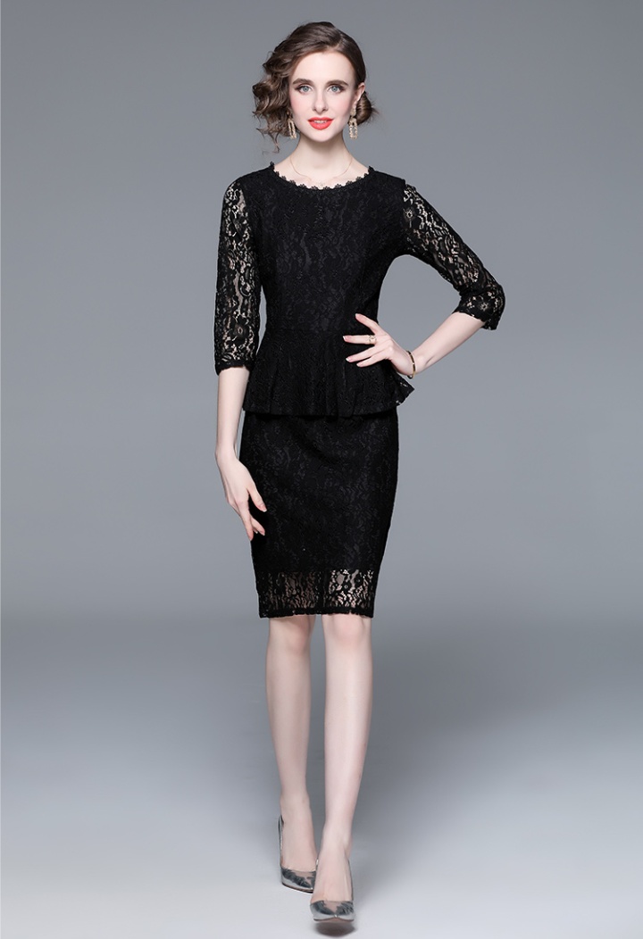 Slim spring and autumn lace temperament simple dress