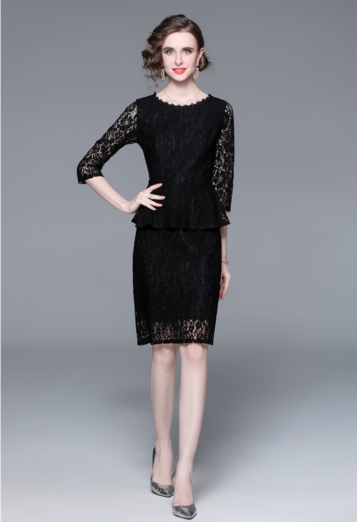 Slim spring and autumn lace temperament simple dress