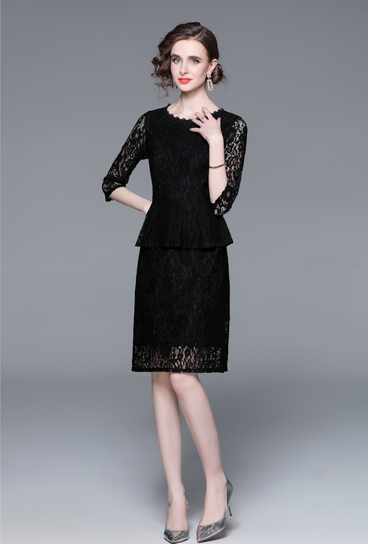 Slim spring and autumn lace temperament simple dress