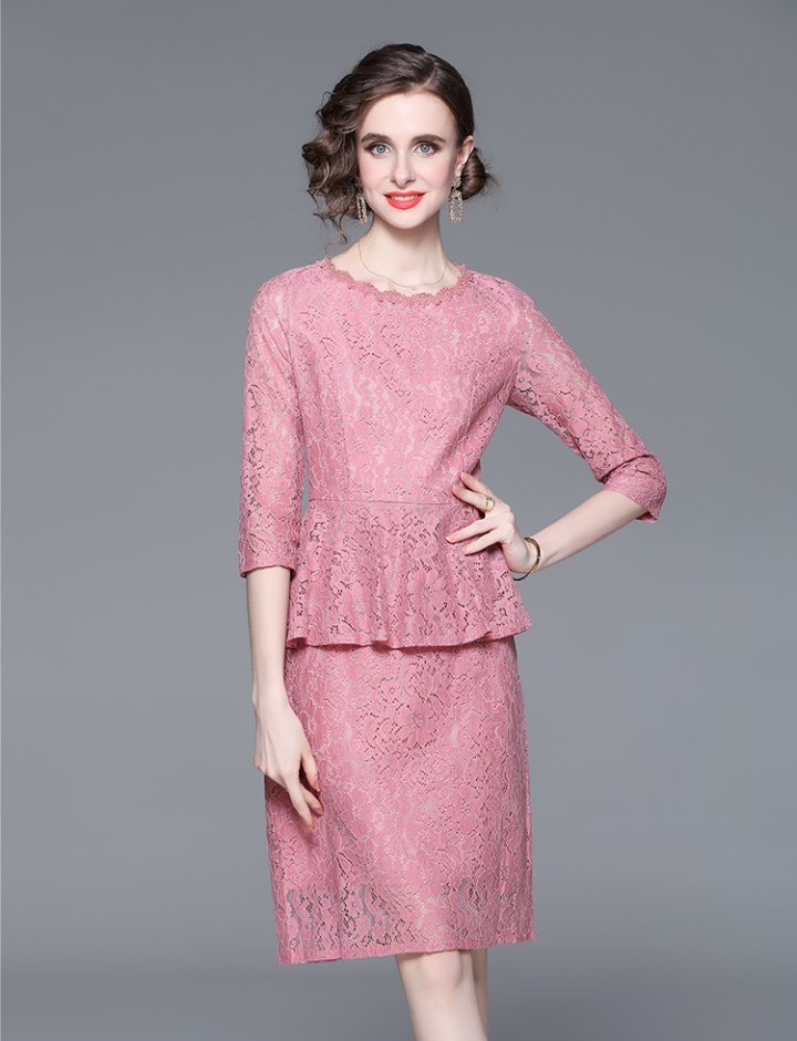 Slim spring and autumn lace temperament simple dress