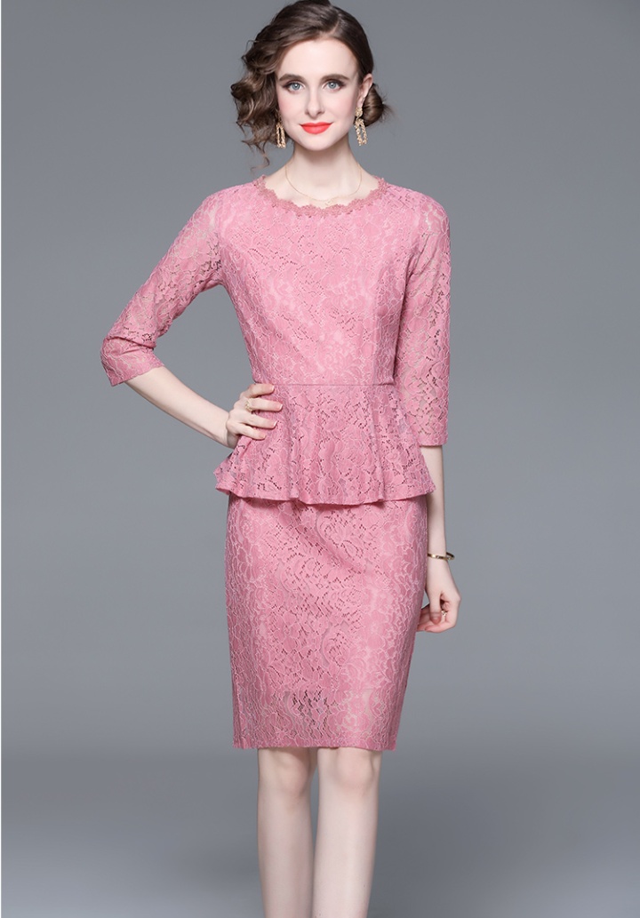 Slim spring and autumn lace temperament simple dress