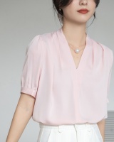 Summer satin shirt short sleeve Korean style tops